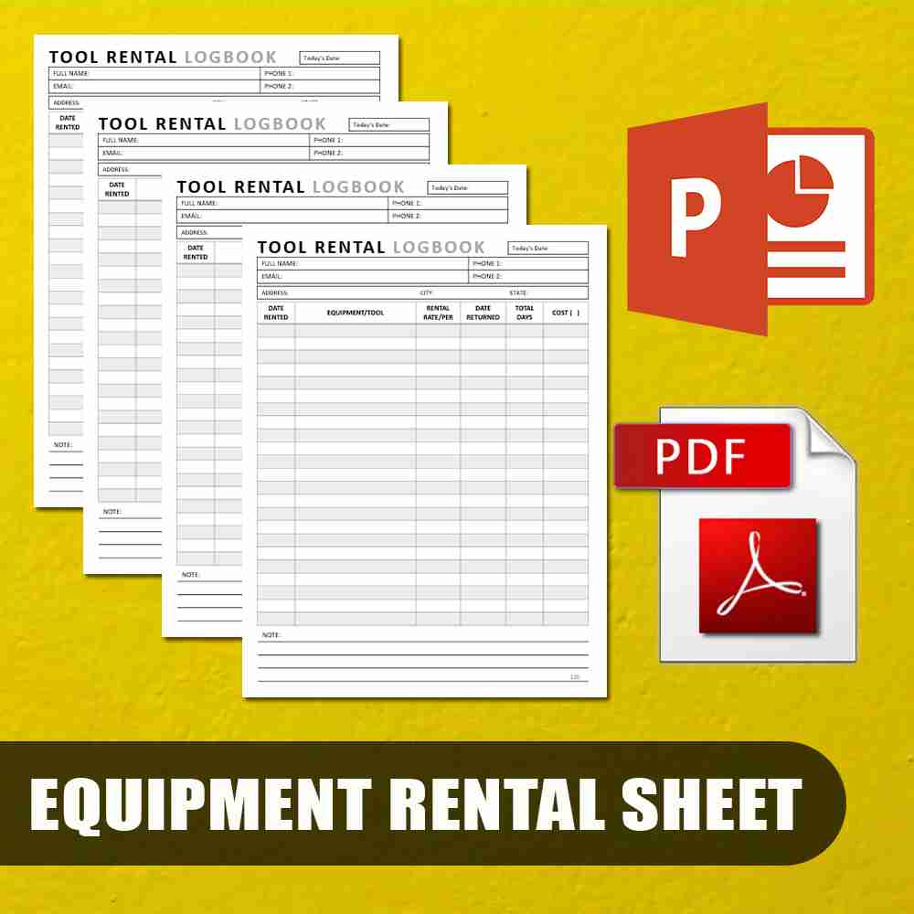 Equipment Rental Sheet Template